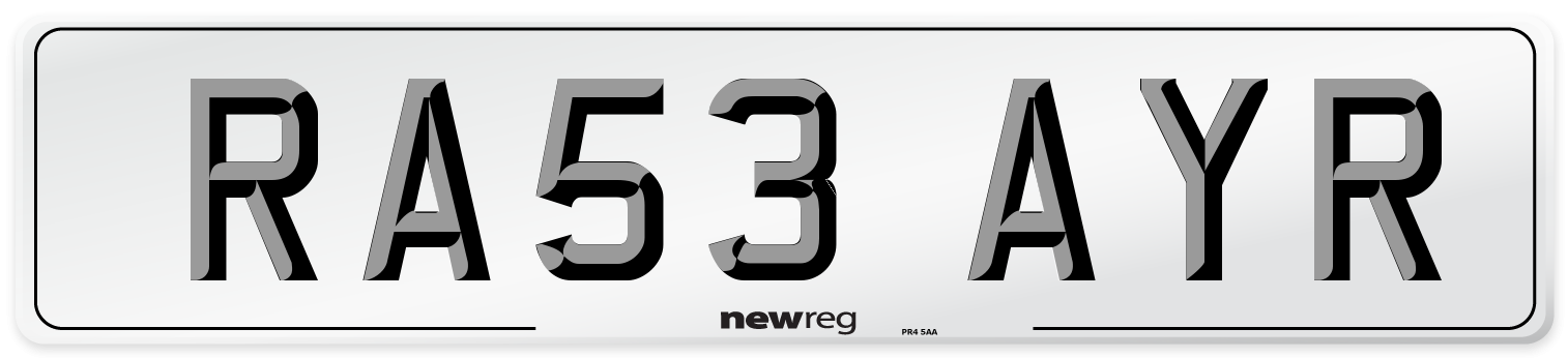 RA53 AYR Number Plate from New Reg